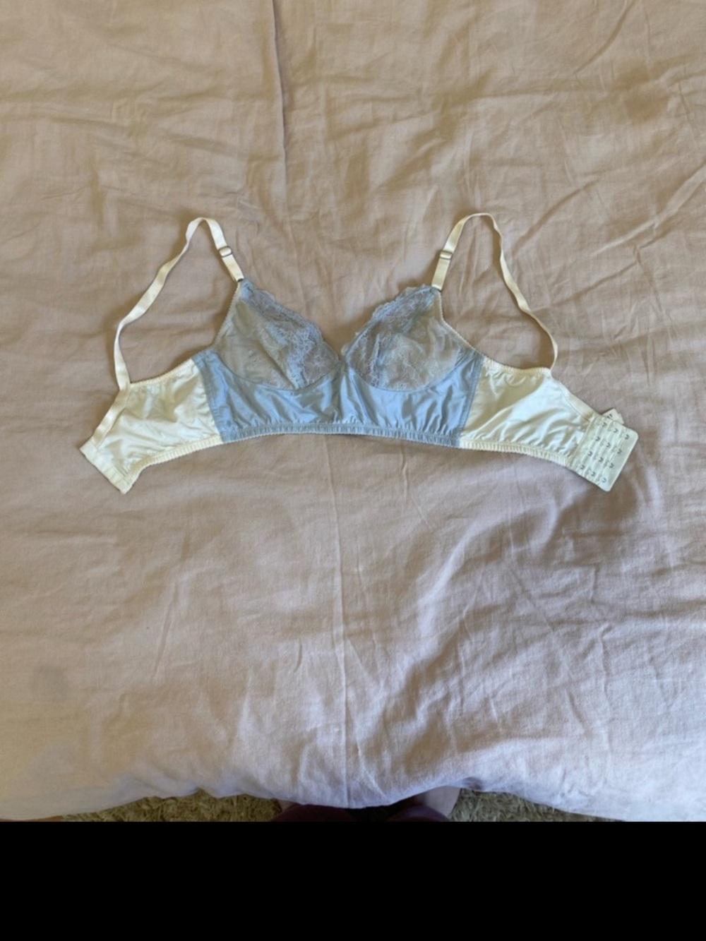 Light Blue & Cream Lace Wireless Bralette - Women's Intimates